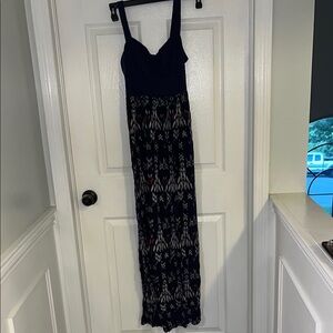 Mudd Navy and White Patterned Maxi Dress